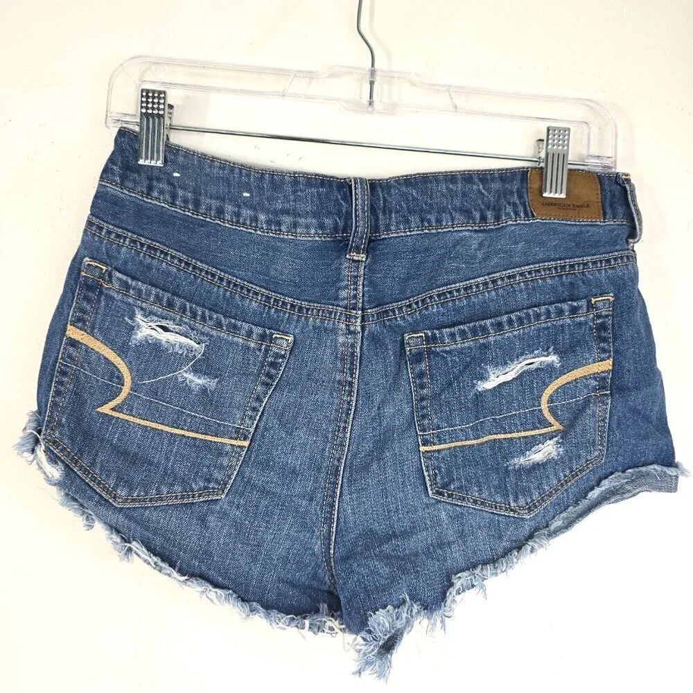 American Eagle Outfitters Tomgirl Shortie Denim Jean Distressed Cut Off Size 2